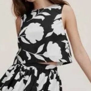 Kate Spade Black and White Classic Rose Crop Top